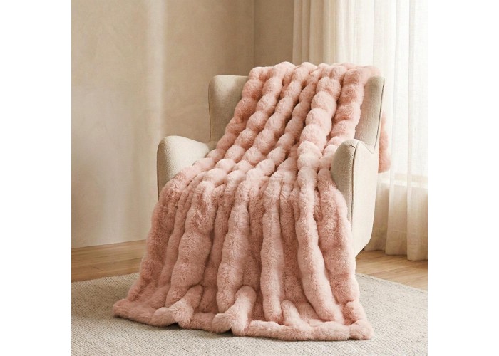 Κουβέρτα faux fur ροζ 160x200εκ.