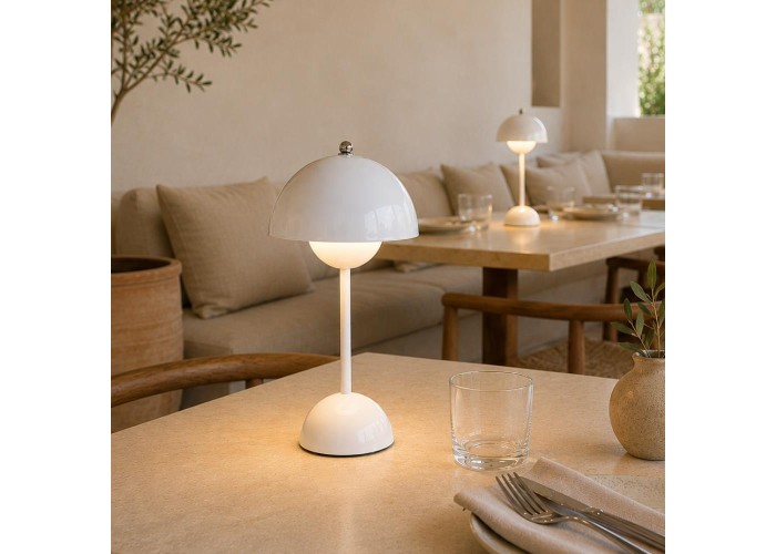Φωτιστικό επιτραπέζιο Nextdeco LED μεταλλικό και ακρυλικό λευκό αφής Φ18xΥ31εκ.