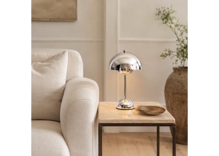 Φωτιστικό επιτραπέζιο Nextdeco LED μεταλλικό και ακρυλικό ασημί αφής Φ18xΥ31εκ.