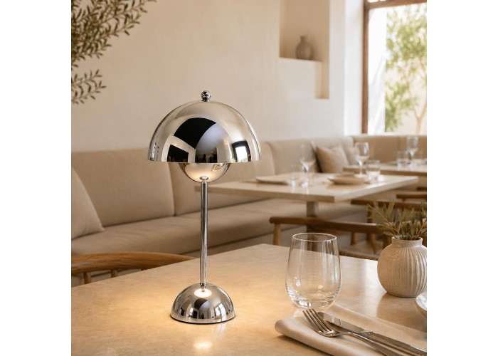 Φωτιστικό επιτραπέζιο Nextdeco LED μεταλλικό και ακρυλικό ασημί αφής Φ18xΥ31εκ.