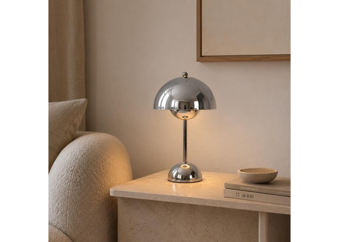 Φωτιστικό επιτραπέζιο Nextdeco LED μεταλλικό και ακρυλικό ασημί αφής Φ18xΥ31εκ.