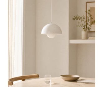 Φωτιστικό οροφής κρεμαστό Nextdeco μεταλλικό και ακρυλικό λευκό Φ23εκ. Φωτιστικό οροφής κρεμαστό Nextdeco μεταλλικό και ακρυλικό λευκό Φ23εκ.