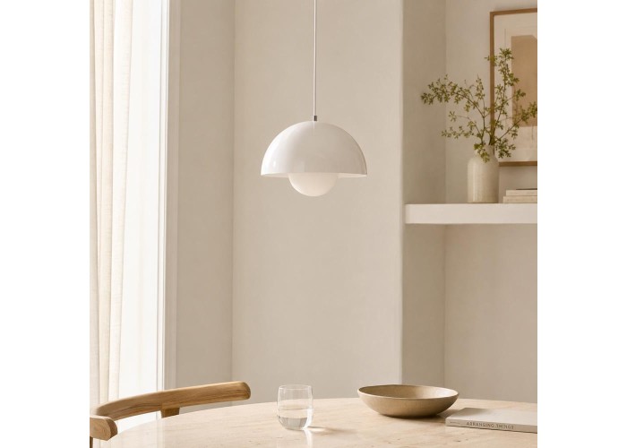 Φωτιστικό οροφής κρεμαστό Nextdeco μεταλλικό και ακρυλικό λευκό Φ23εκ. Φωτιστικό οροφής κρεμαστό Nextdeco μεταλλικό και ακρυλικό λευκό Φ23εκ.
