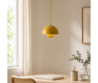 Φωτιστικό οροφής κρεμαστό Nextdeco μεταλλικό και ακρυλικό κίτρινο Φ23εκ. Φωτιστικό οροφής κρεμαστό Nextdeco μεταλλικό και ακρυλικό κίτρινο Φ23εκ.