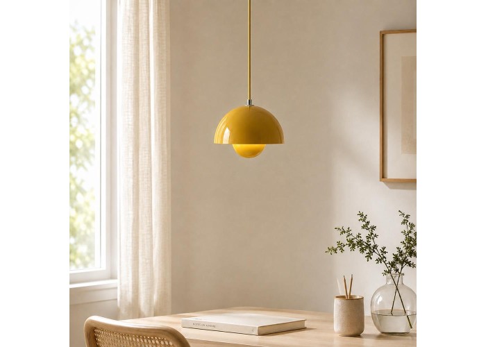 Φωτιστικό οροφής κρεμαστό Nextdeco μεταλλικό και ακρυλικό κίτρινο Φ23εκ. Φωτιστικό οροφής κρεμαστό Nextdeco μεταλλικό και ακρυλικό κίτρινο Φ23εκ.