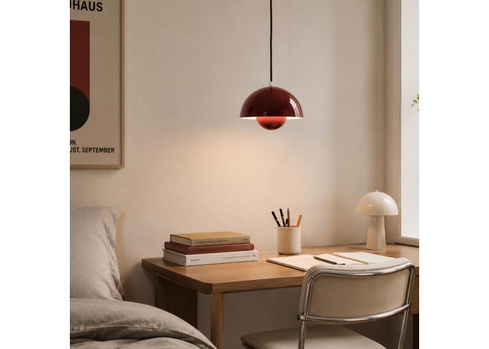 Φωτιστικό οροφής κρεμαστό Nextdeco μεταλλικό και ακρυλικό κόκκινο Φ23εκ.