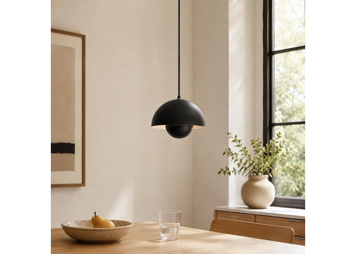 Φωτιστικό οροφής κρεμαστό Nextdeco μεταλλικό και ακρυλικό μαύρο Φ23εκ.