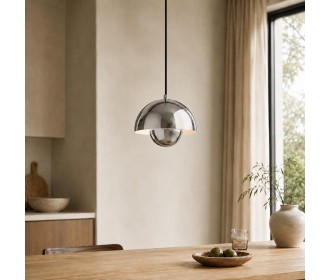 Φωτιστικό οροφής κρεμαστό Nextdeco μεταλλικό και ακρυλικό ασημί Φ23εκ. Φωτιστικό οροφής κρεμαστό Nextdeco μεταλλικό και ακρυλικό ασημί Φ23εκ.