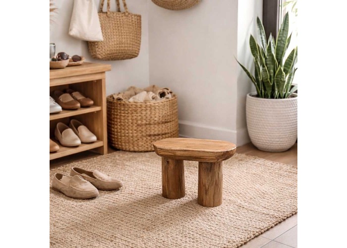 Σκαμπό διακοσμητικό Nextdeco μασίφ ξύλο teak Υ23×28×22εκ.