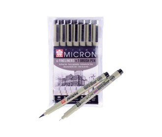 Sakura μαρκαδόροι σχεδίου Pigma Micron σετ 6+1(Pigma Brush) τεμ Sakura μαρκαδόροι σχεδίου Pigma Micron σετ 6+1(Pigma Brush) τεμ