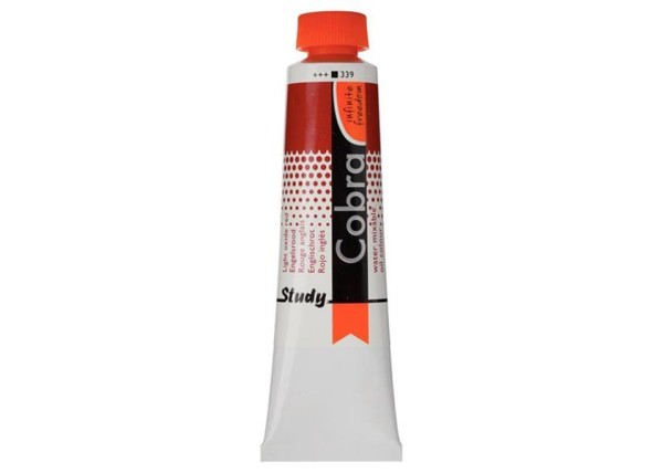 Talens Cobra Study water mixable oil 339 light oxide red 40ml. Talens Cobra Study water mixable oil 339 light oxide red 40ml.