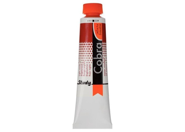 Talens Cobra Study water mixable oil 339 light oxide red 40ml. Talens Cobra Study water mixable oil 339 light oxide red 40ml.