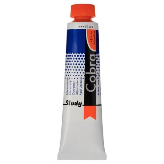 Talens Cobra Study water mixable oil 504 ultramarine 40ml. Talens Cobra Study water mixable oil 504 ultramarine 40ml.