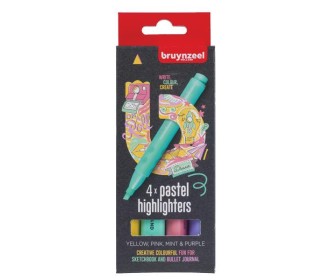 Μαρκαδόροι φωσφορούχοι Bruynzeel College pastel σετ 4τμχ.