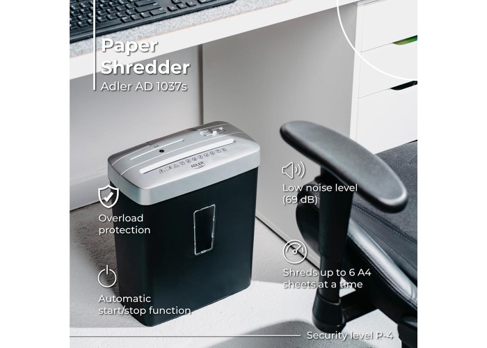 Καταστροφέας εγγράφων Adler 13lt μαύρο- ασημί
