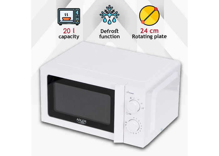 Φούρνος μικροκυμάτων Adler 20lt 700W λευκός Φούρνος μικροκυμάτων Adler 20lt 700W λευκός