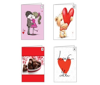 Ευχετήριες κάρτες σ'αγαπώ 7x10,5εκ, 4 σχέδια κοκτέηλ Ευχετήριες κάρτες σ'αγαπώ 7x10,5εκ, 4 σχέδια κοκτέηλ