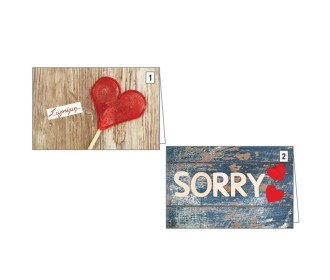 Ευχετήριες κάρτες συγνώμη 7x10,5εκ, 2 σχέδια κοκτέηλ Ευχετήριες κάρτες συγνώμη 7x10,5εκ, 2 σχέδια κοκτέηλ