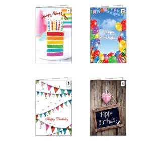 Ευχετήριες κάρτες γενεθλίων 12x17εκ, 4 σχέδια κοκτέηλ Ευχετήριες κάρτες γενεθλίων 12x17εκ, 4 σχέδια κοκτέηλ