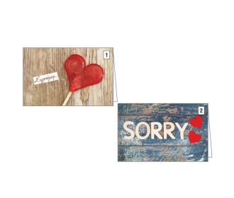 Ευχετήριες κάρτες συγνώμη 12x17εκ, 2 σχέδια κοκτέηλ Ευχετήριες κάρτες συγνώμη 12x17εκ, 2 σχέδια κοκτέηλ