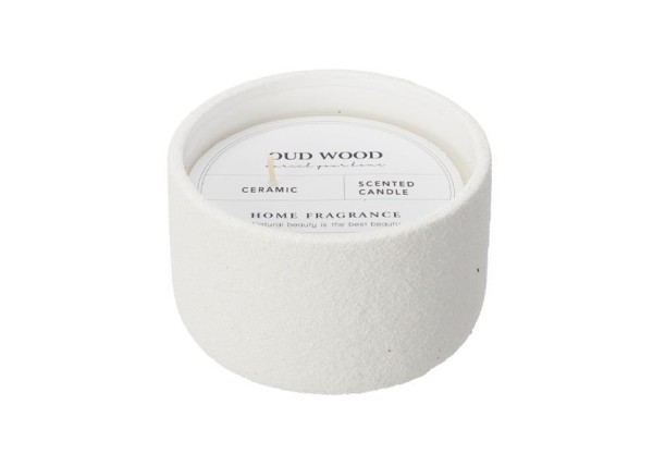 Κερί αρωματικό σε κεραμικό βαζάκι 390γρ. Ø12xY7εκ. λευκό/oud wood Κερί αρωματικό σε κεραμικό βαζάκι 390γρ. Ø12xY7εκ. λευκό/oud wood