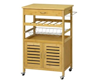 Τρόλεϊ κουζίνας με ντουλάπι μπαμπού Υ88x60x36xεκ.