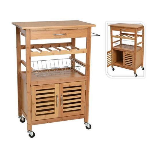 Τρόλεϊ κουζίνας από bamboo με ντουλάπι 60x36x88εκ. Τρόλεϊ κουζίνας από bamboo με ντουλάπι 60x36x88εκ.