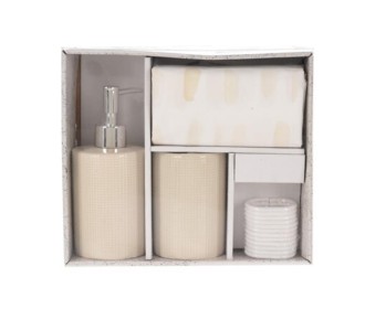 Σετ αξεσουάρ μπάνιου 3 τμχ κεραμικό μπεζ Σετ αξεσουάρ μπάνιου 3 τμχ κεραμικό μπεζ