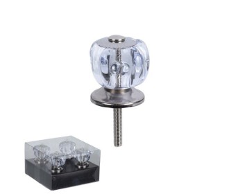 Πόμολα διάφανα σετ 4 τμχ Ø3εκ. σε σχήμα τετράγωνο