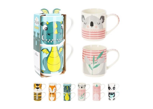 Κούπες από πορσελάνη 265ml σετ 2 τμχ 11,5x7,7xY8,5εκ. κοκτέηλ 6 σχέδια