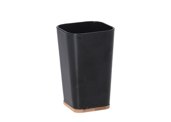 Ποτήρι μπάνιου πλαστικό μαύρο με bamboo βάση 7,3x7,5xΥ11,5εκ. Ποτήρι μπάνιου πλαστικό μαύρο με bamboo βάση 7,3x7,5xΥ11,5εκ.