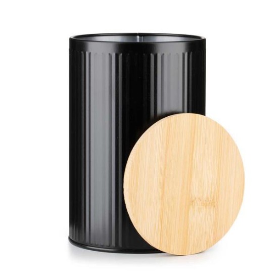 Κουτί αποθήκευσης μεταλλικό μαύρο με bamboo καπάκι 1000ml Ø10xΥ15,5εκ. Κουτί αποθήκευσης μεταλλικό μαύρο με bamboo καπάκι 1000ml Ø10xΥ15,5εκ.
