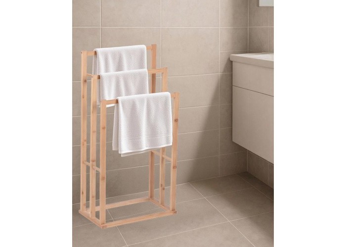 Κρεμάστρα δαπέδου 3 ράγες μπαμπού Υ82x40x25εκ.