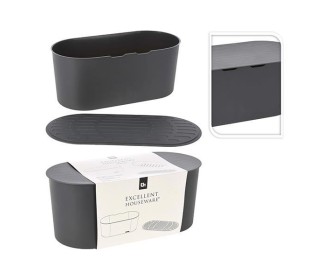 Ψωμιέρα πλαστική με καπάκι 39x18xΥ16,3εκ. Γκρι