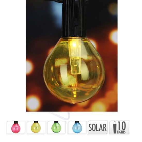 Διακοσμητική γιρλάντα ηλιακή με 10 Led χρωματιστά φωτάκια 50x85mm Διακοσμητική γιρλάντα ηλιακή με 10 Led χρωματιστά φωτάκια 50x85mm