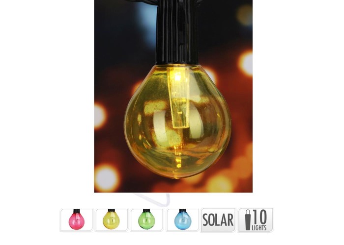 Διακοσμητική γιρλάντα ηλιακή με 10 Led χρωματιστά φωτάκια 50x85mm