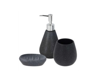 Σετ αξεσουάρ μπάνιου 3 τμχ κεραμικό μαύρο