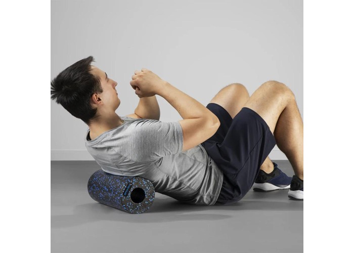 Foam roller γυμναστικής μαύρο γαλάζιο Υ33xØ14εκ.