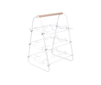 Θήκη μεταλλική λευκή για 9 μπουκάλια κρασιού Υ48x29x9,2εκ.