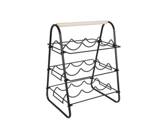 Θήκη μεταλλική μαύρη για 9 μπουκάλια κρασιού Υ48x29x9,2εκ.