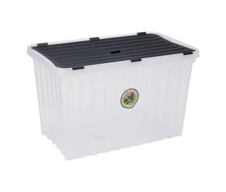 Κουτί αποθήκευσης διάφανο με μαύρο καπάκι Y59x36x36εκ.