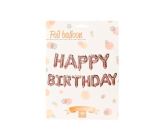 Σετ μπαλονιών-γράμματα Happy Birthday ροζ-χρυσό