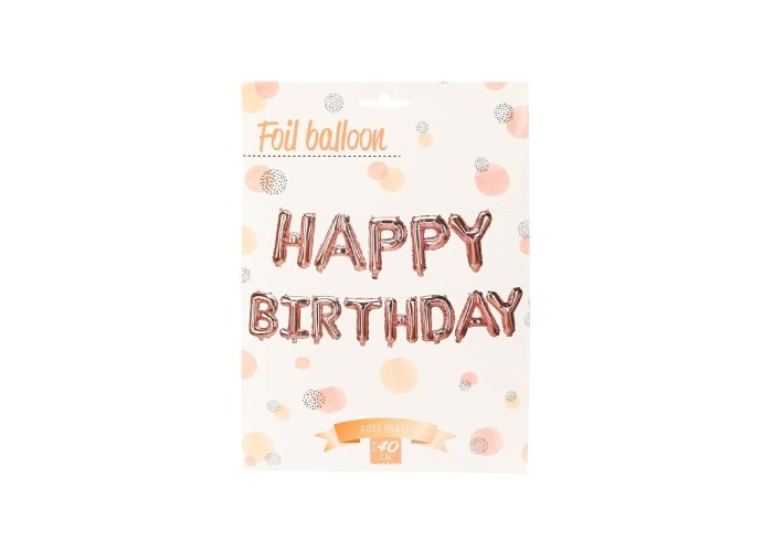 Σετ μπαλονιών-γράμματα Happy Birthday ροζ-χρυσό