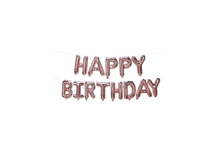 Σετ μπαλονιών-γράμματα Happy Birthday ροζ-χρυσό Σετ μπαλονιών-γράμματα Happy Birthday ροζ-χρυσό