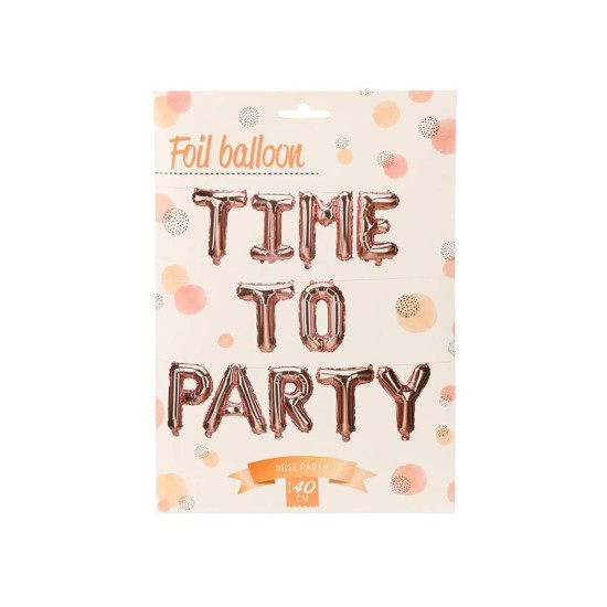 Σετ μπαλονιών-γράμματα Time to party ροζ-χρυσό Σετ μπαλονιών-γράμματα Time to party ροζ-χρυσό