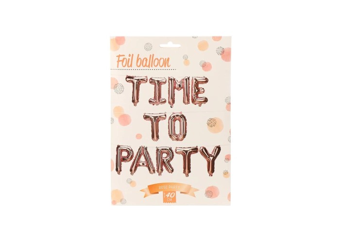 Σετ μπαλονιών-γράμματα Time to party ροζ-χρυσό