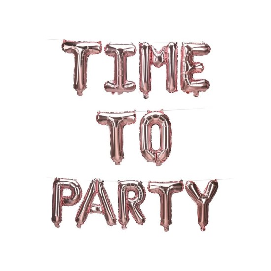 Σετ μπαλονιών-γράμματα Time to party ροζ-χρυσό Σετ μπαλονιών-γράμματα Time to party ροζ-χρυσό