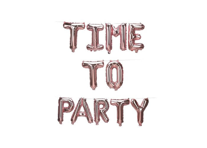 Σετ μπαλονιών-γράμματα Time to party ροζ-χρυσό Σετ μπαλονιών-γράμματα Time to party ροζ-χρυσό