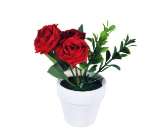 Τριανταφυλλιά κόκκινη τεχνητή Υ14x7x7εκ. σε λευκή γλάστρα Τριανταφυλλιά κόκκινη τεχνητή Υ14x7x7εκ. σε λευκή γλάστρα