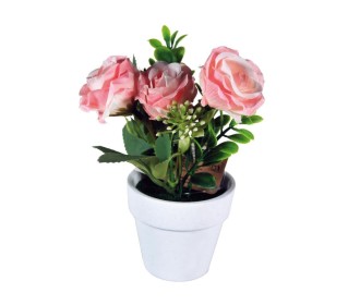 Τριανταφυλλιά ροζ τεχνητή Υ14x7x7εκ. σε λευκή γλάστρα Τριανταφυλλιά ροζ τεχνητή Υ14x7x7εκ. σε λευκή γλάστρα